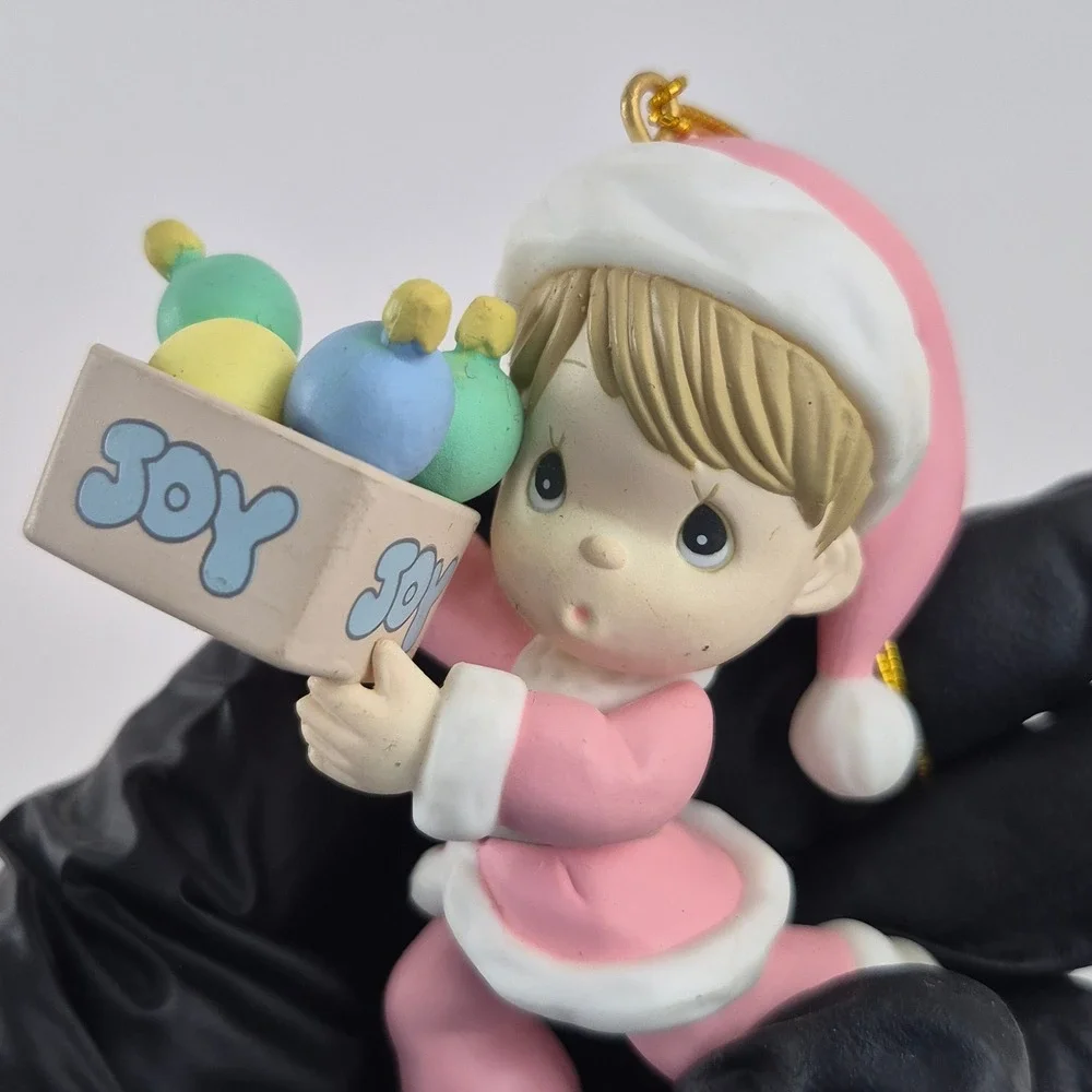 Precious Moments 1996 Home for the Holidays Ornament Pink Santa Boy Joy 266094